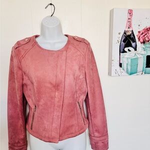 White House Black Market Blush Faux Suede Leather Jacket S